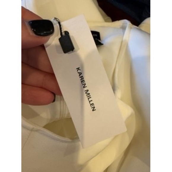 Karen Millen Dress Women 8 White Viscose Crepe Long Sleeve Midi NWT Bridal - Picture 9 of 11